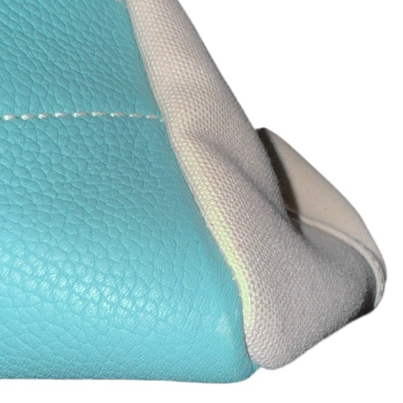 TIFFANY & CO Large Tiffany Blue/Natural Canvas Leather Trim Canvas Tote Bag - Picture 11 of 14
